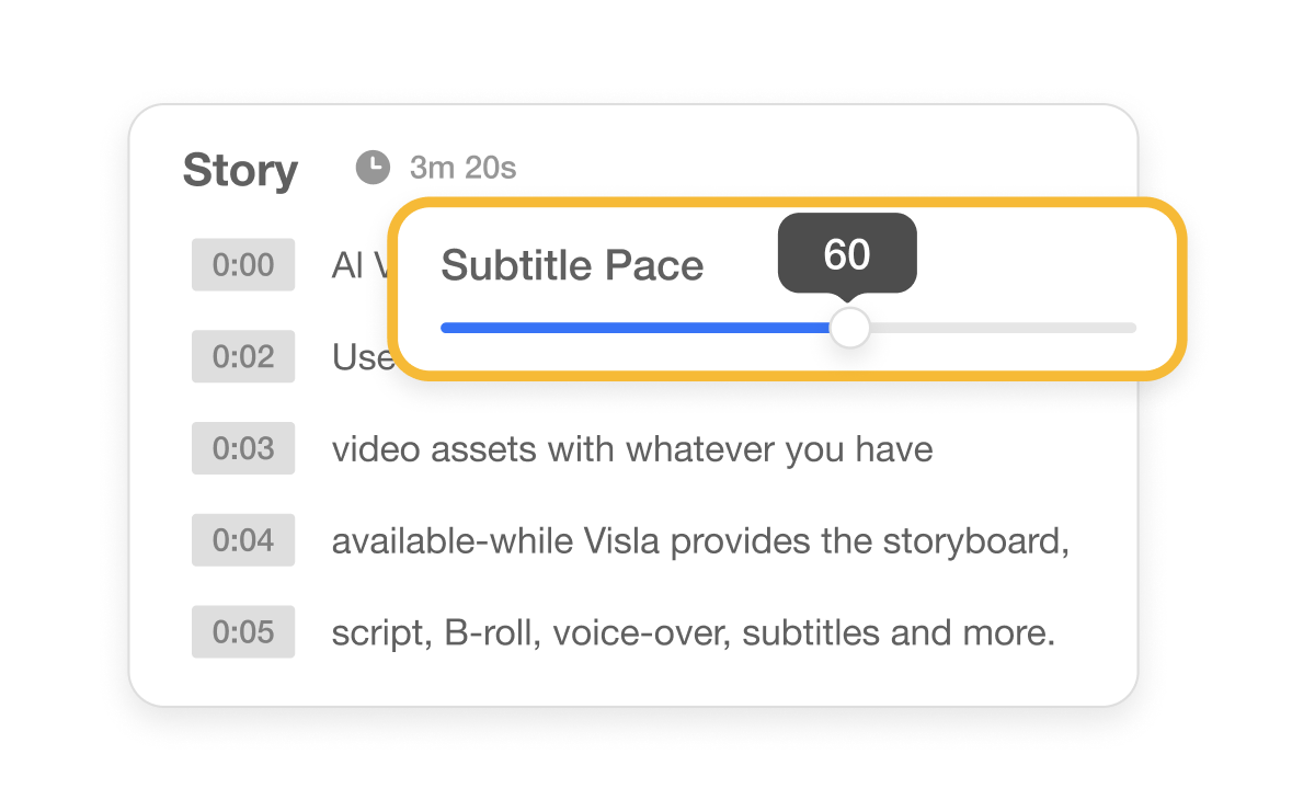 Auto subtitle generator with pacing controls to adjust subtitle speed for better readability.